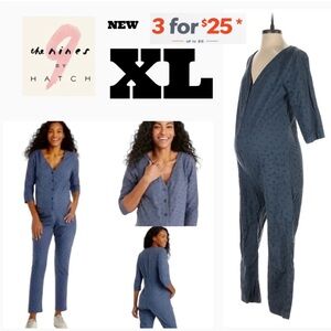 Maternity Romper Cotton Jumpsuit Navy Blue by The Nine by Hatch